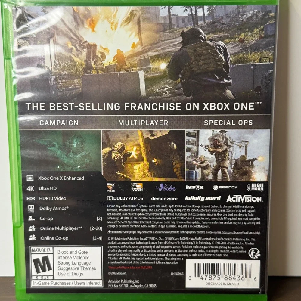 Xbox One Call of Duty Modern Warfare Video Game 4K‎ HDR FPS Activision
